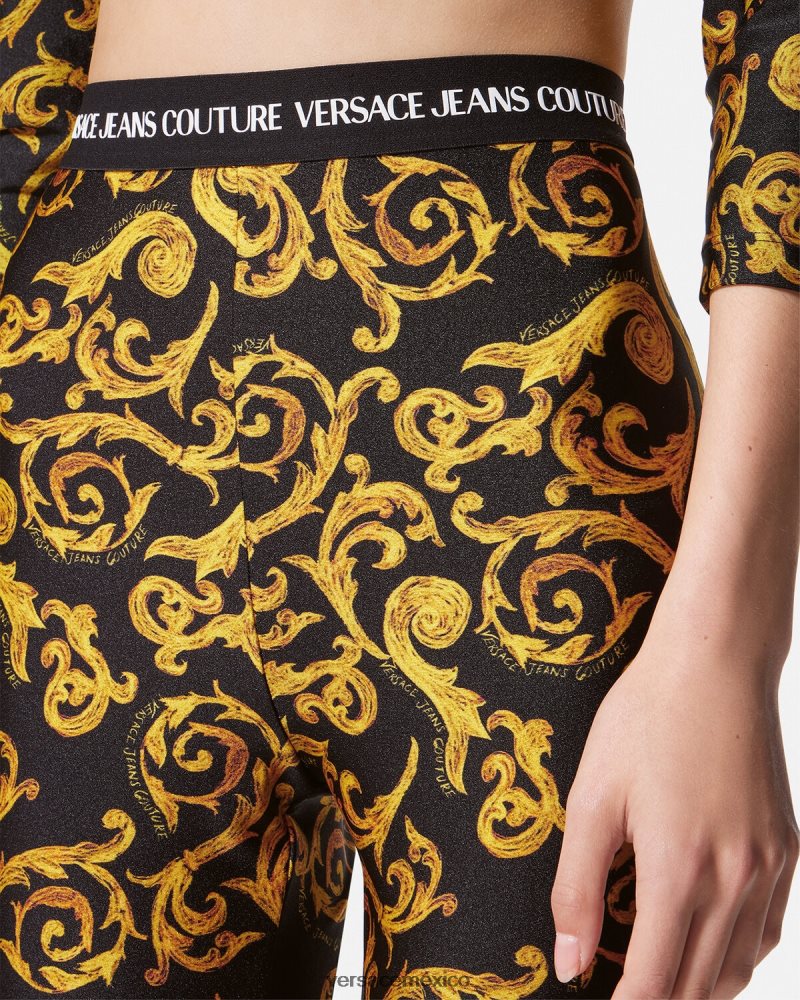 Versace bocetos de leggings de alta costura oro negro ropa mujer 84626J2178