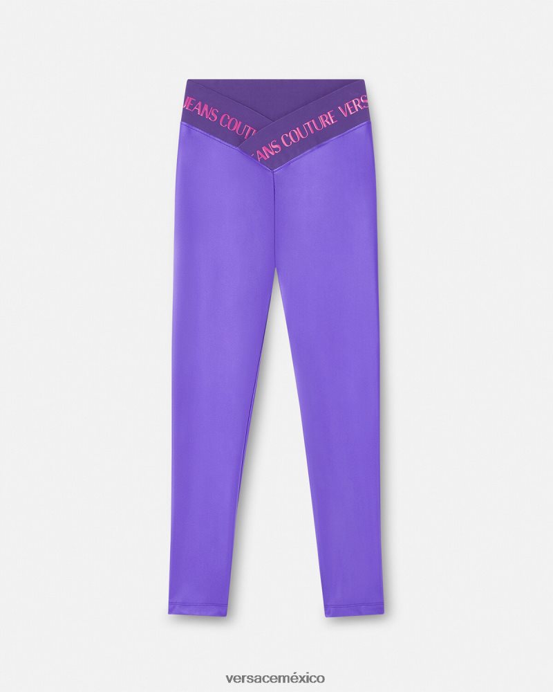 Versace leggins con logo Violeta ropa mujer 84626J2240