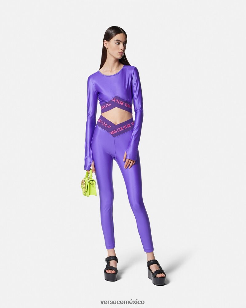 Versace leggins con logo Violeta ropa mujer 84626J2240