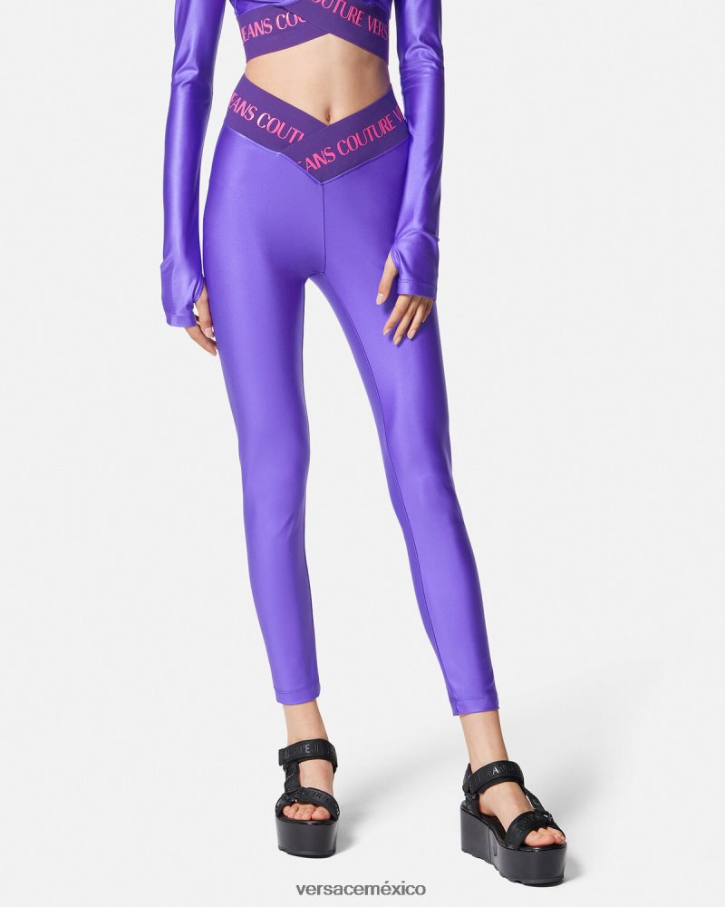 Versace leggins con logo Violeta ropa mujer 84626J2240