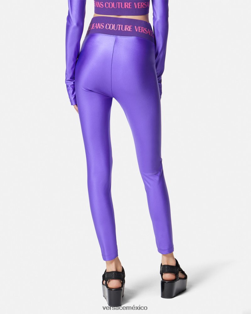 Versace leggins con logo Violeta ropa mujer 84626J2240