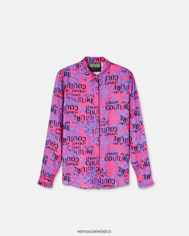 Versace camisa de alta costura con logo fucsia ropa mujer 84626J2203
