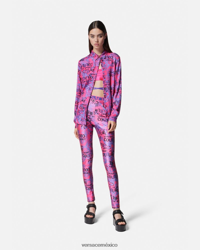 Versace camisa de alta costura con logo fucsia ropa mujer 84626J2203