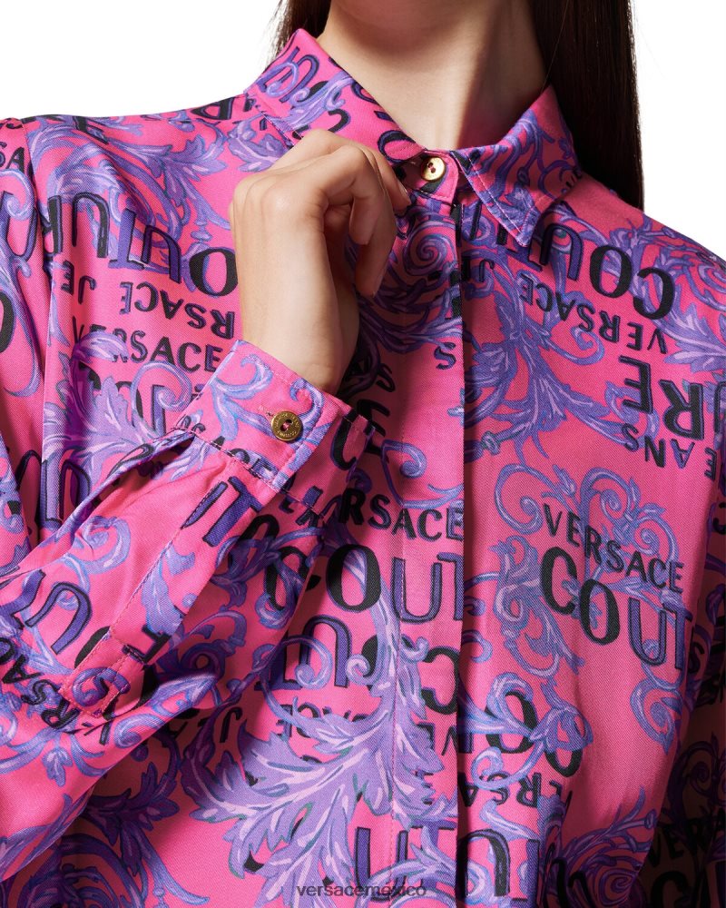 Versace camisa de alta costura con logo fucsia ropa mujer 84626J2203