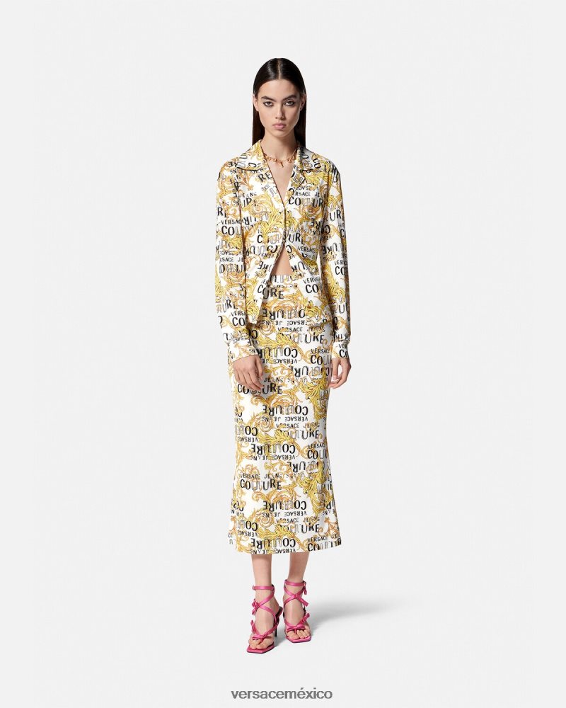 Versace camisa de alta costura con logo oro y blanco ropa mujer 84626J2201