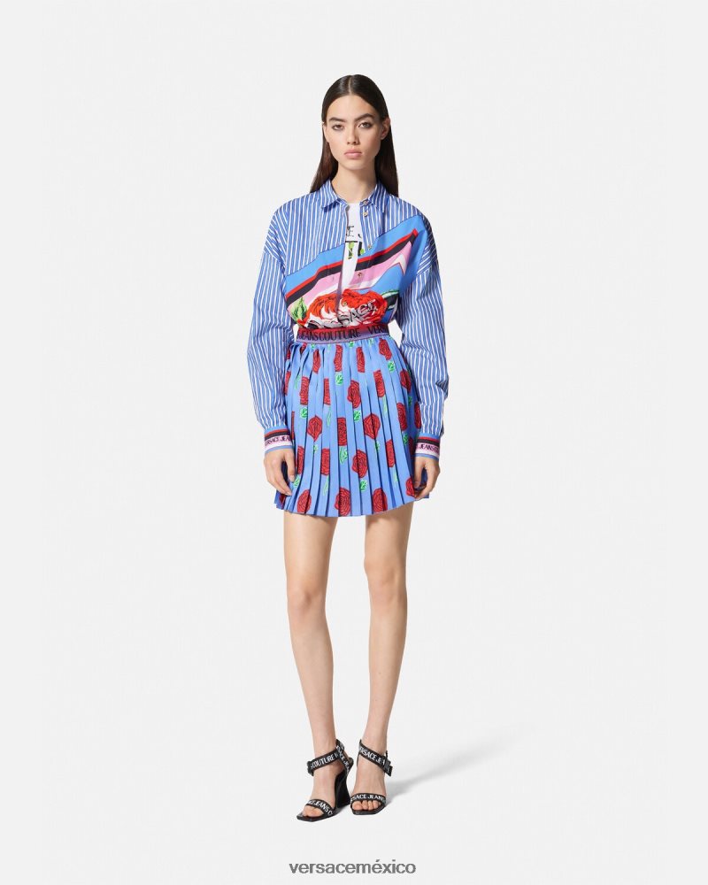 Versace camisa rayas rosas azul claro ropa mujer 84626J2164