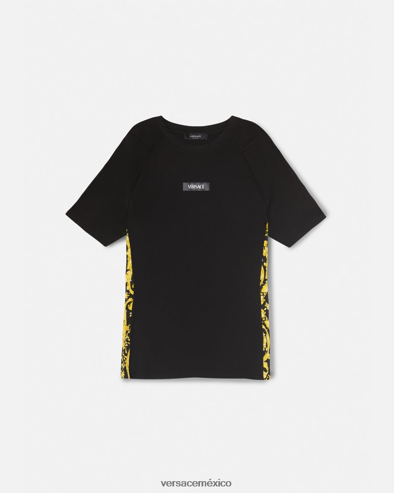 Versace camisa de gimnasio barroco negro ropa mujer 84626J242