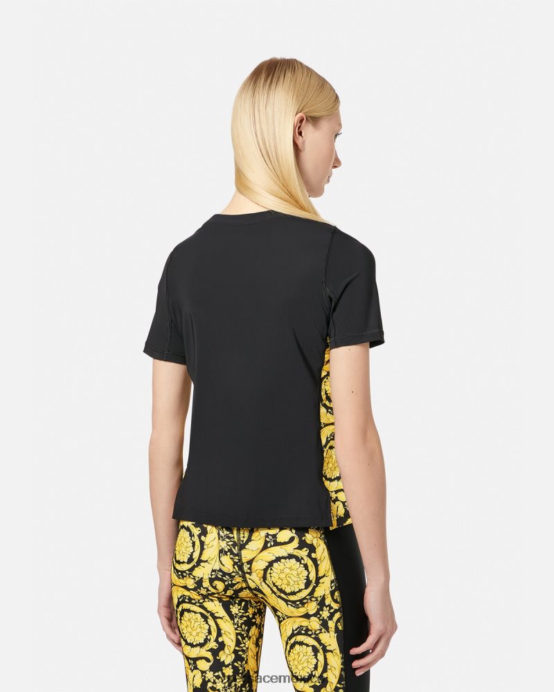 Versace camisa de gimnasio barroco negro ropa mujer 84626J242
