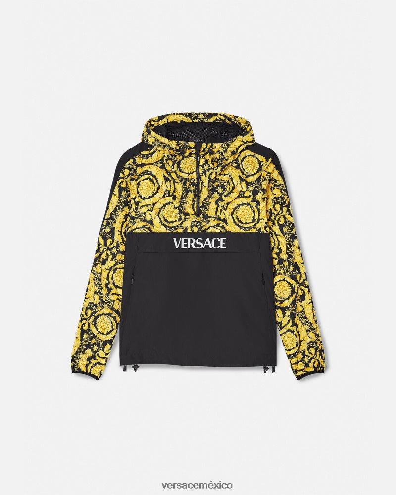 Versace chaqueta cortavientos barroco negro ropa mujer 84626J239
