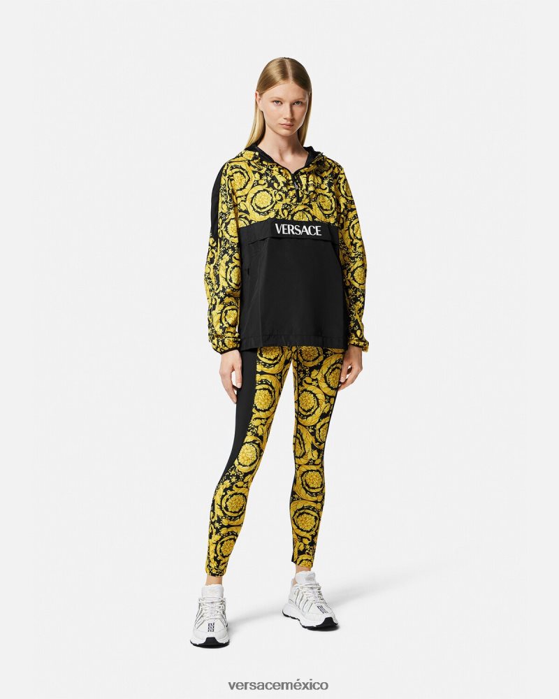 Versace chaqueta cortavientos barroco negro ropa mujer 84626J239