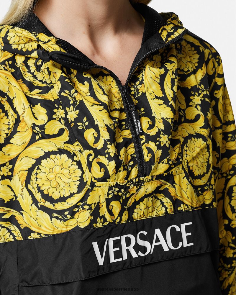 Versace chaqueta cortavientos barroco negro ropa mujer 84626J239