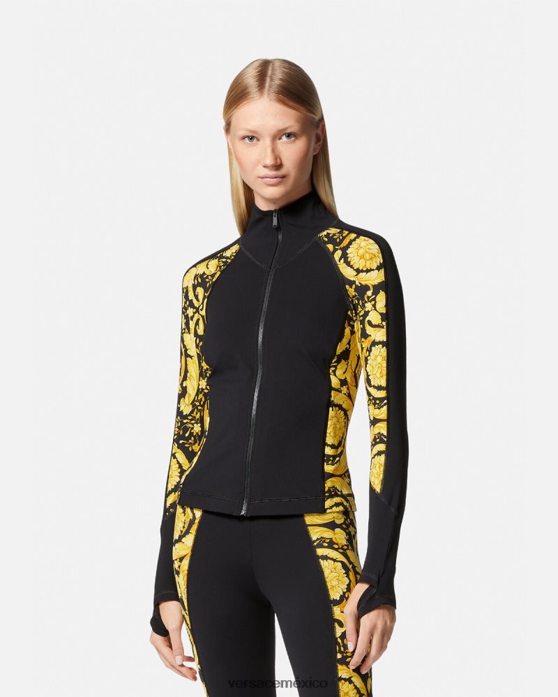 Versace chaqueta deportiva barroco negro ropa mujer 84626J231