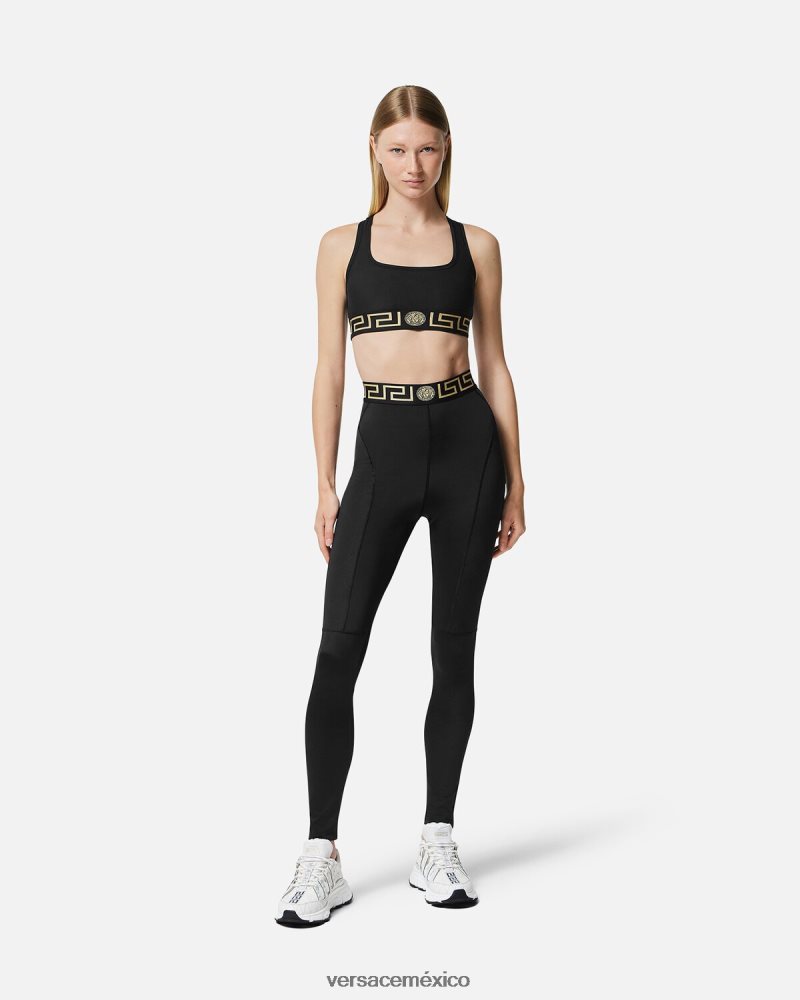 Versace leggins con grecas negro ropa mujer 84626J235