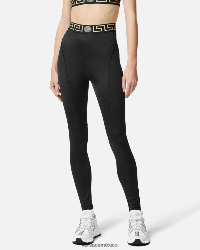 Versace leggins con grecas negro ropa mujer 84626J235