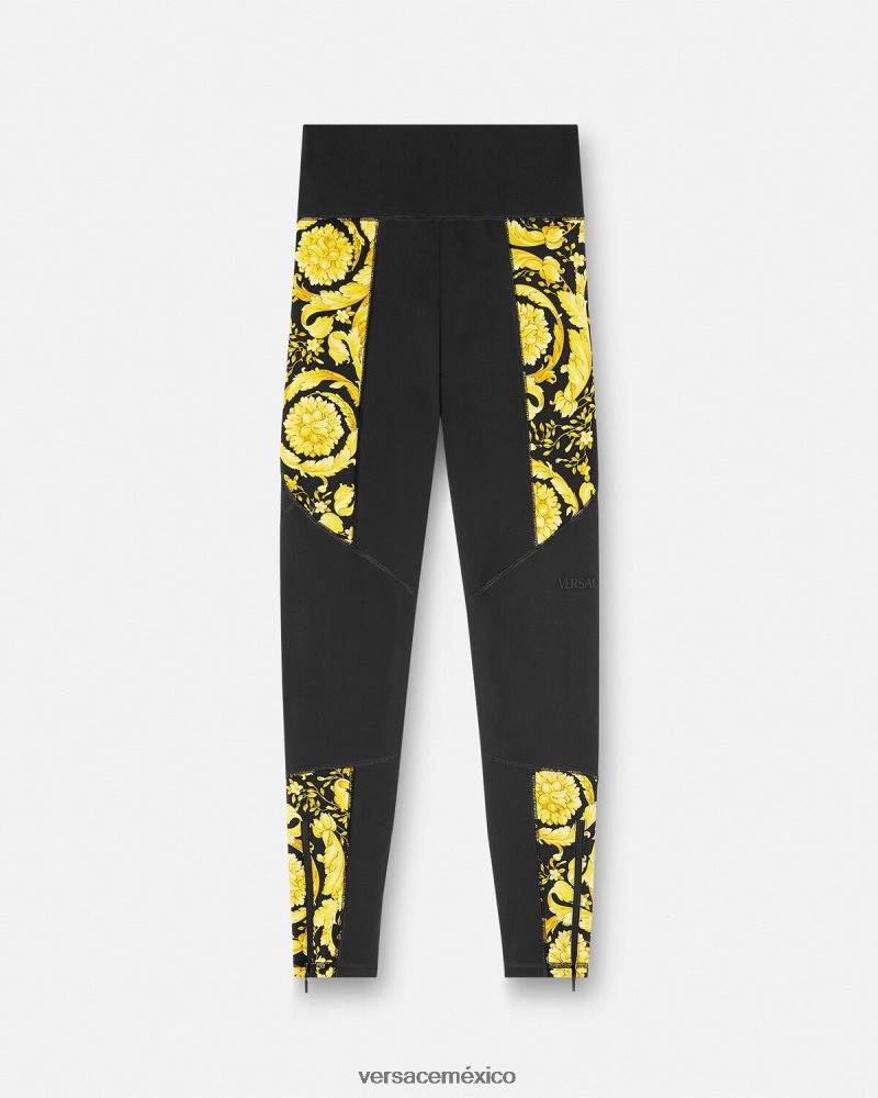 Versace leggins de gimnasia barroco negro ropa mujer 84626J233