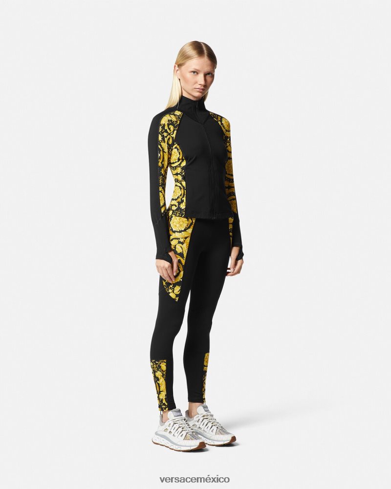 Versace leggins de gimnasia barroco negro ropa mujer 84626J233
