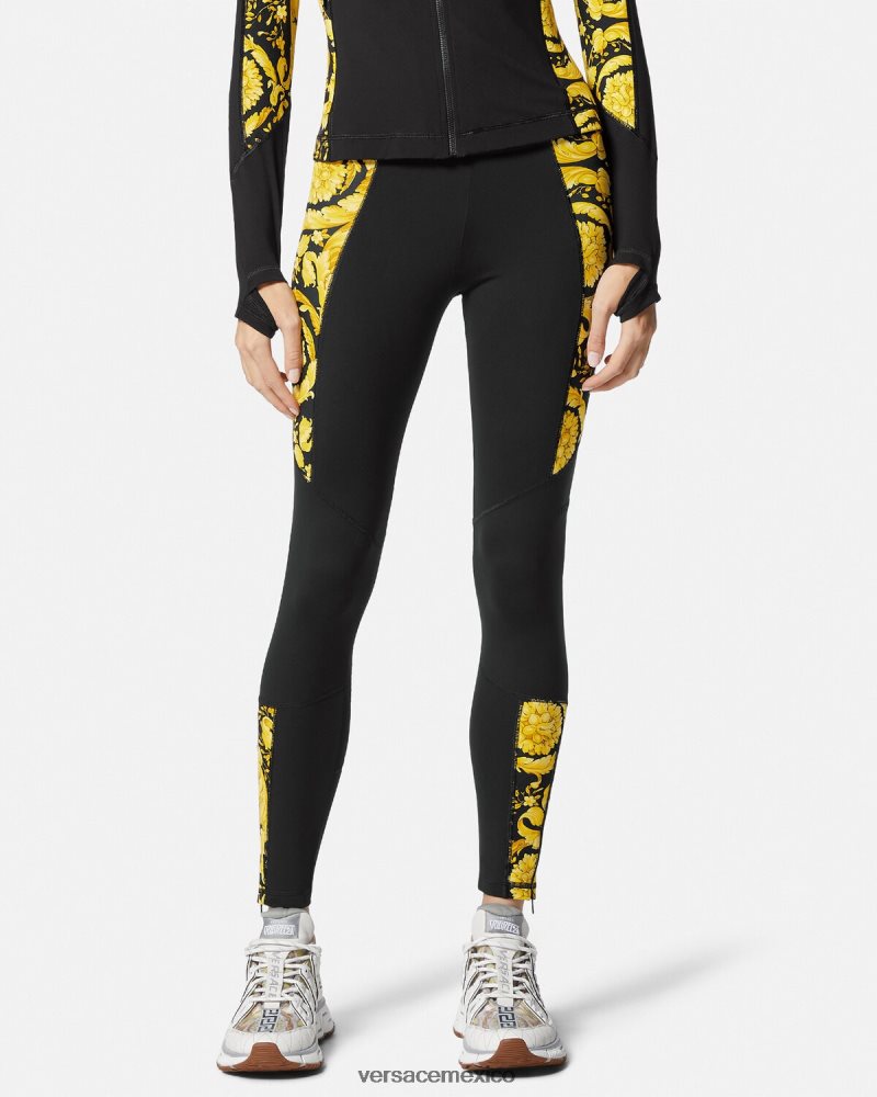 Versace leggins de gimnasia barroco negro ropa mujer 84626J233