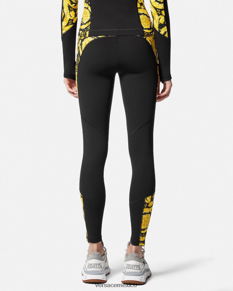 Versace leggins de gimnasia barroco negro ropa mujer 84626J233