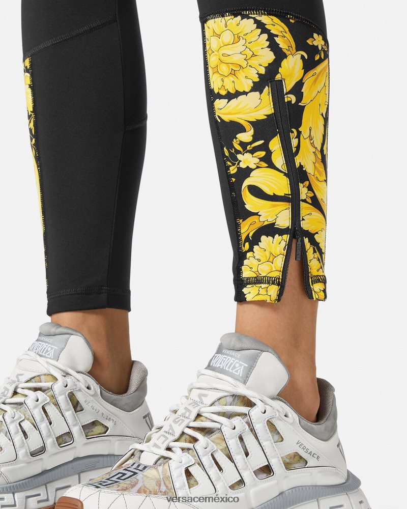 Versace leggins de gimnasia barroco negro ropa mujer 84626J233