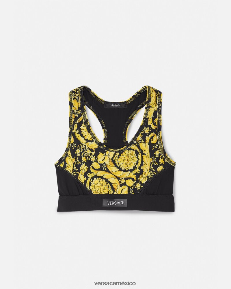 Versace sujetador deportivo barroco negro ropa mujer 84626J240