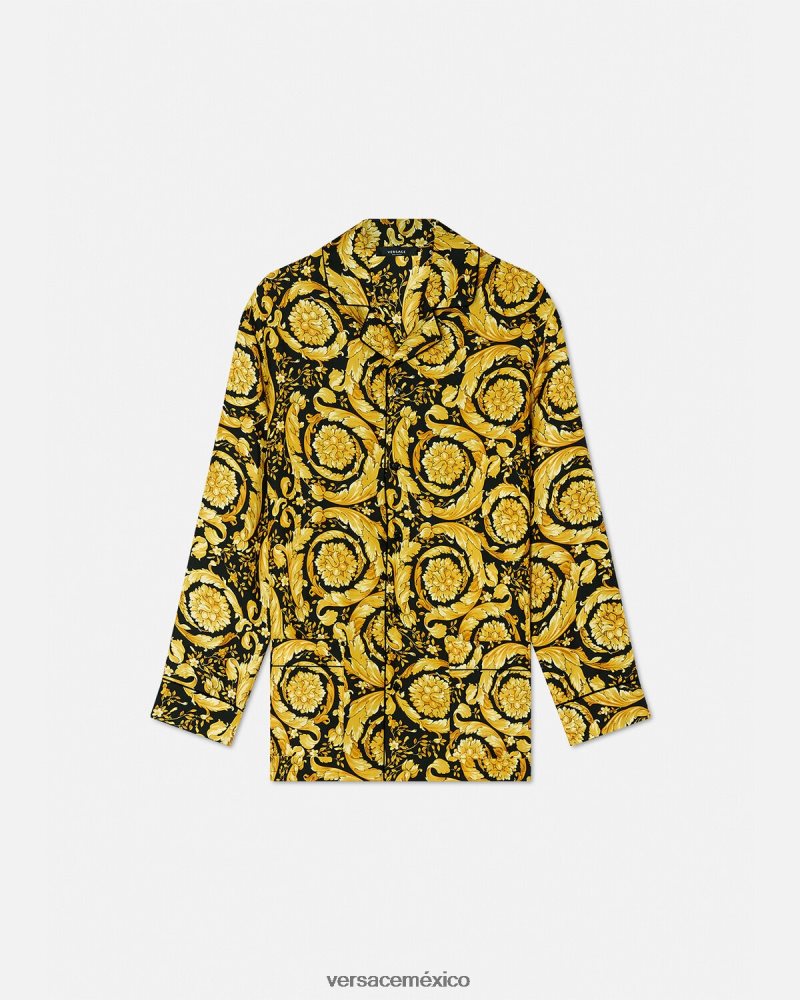 Versace camisa de pijama de seda con estampado barroco imprimir ropa interior y ropa de playa mujer 84626J1027