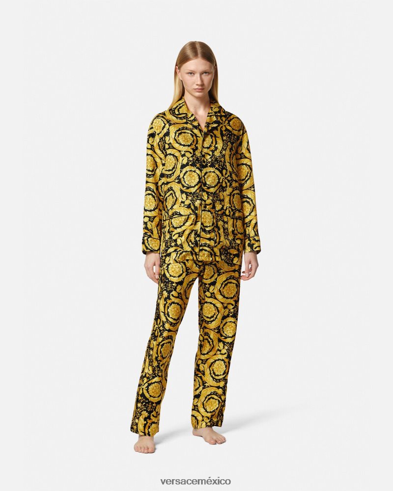 Versace camisa de pijama de seda con estampado barroco imprimir ropa interior y ropa de playa mujer 84626J1027