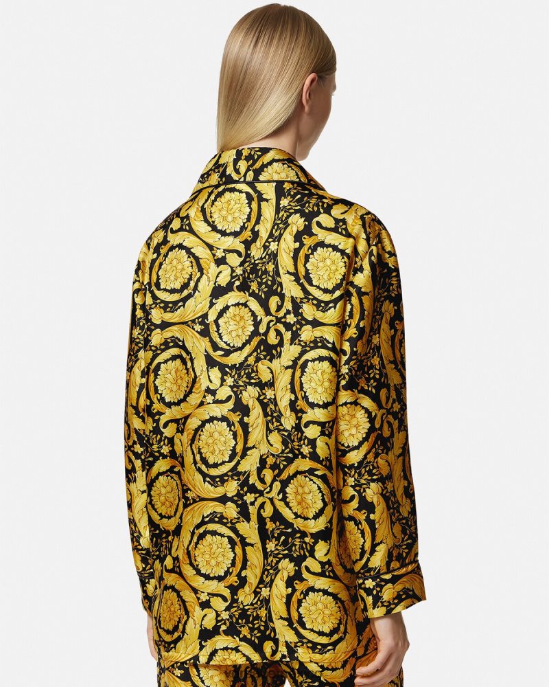 Versace camisa de pijama de seda con estampado barroco imprimir ropa interior y ropa de playa mujer 84626J1027