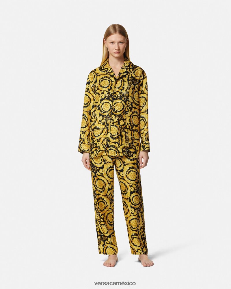 Versace pantalones de pijama de seda con estampado barroco imprimir ropa interior y ropa de playa mujer 84626J1026