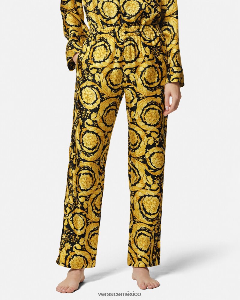Versace pantalones de pijama de seda con estampado barroco imprimir ropa interior y ropa de playa mujer 84626J1026