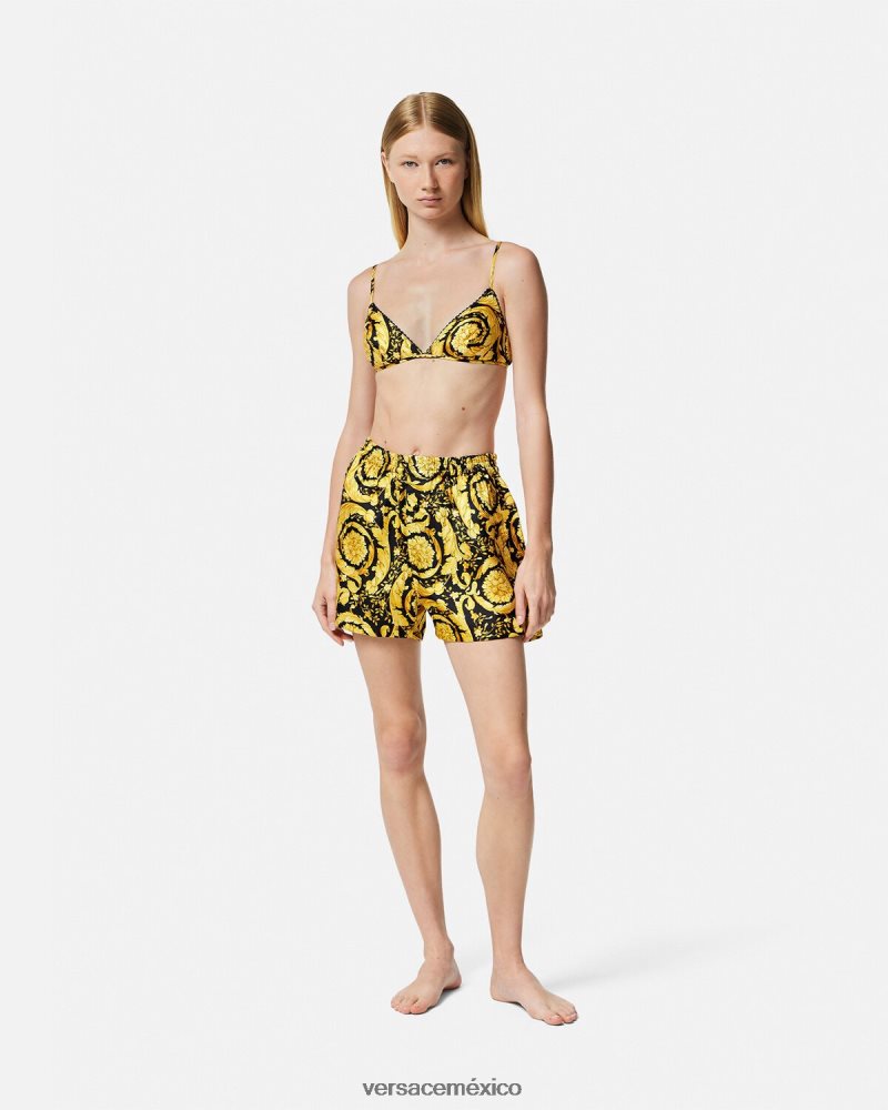 Versace shorts de pijama de seda con estampado barroco imprimir ropa interior y ropa de playa mujer 84626J1030