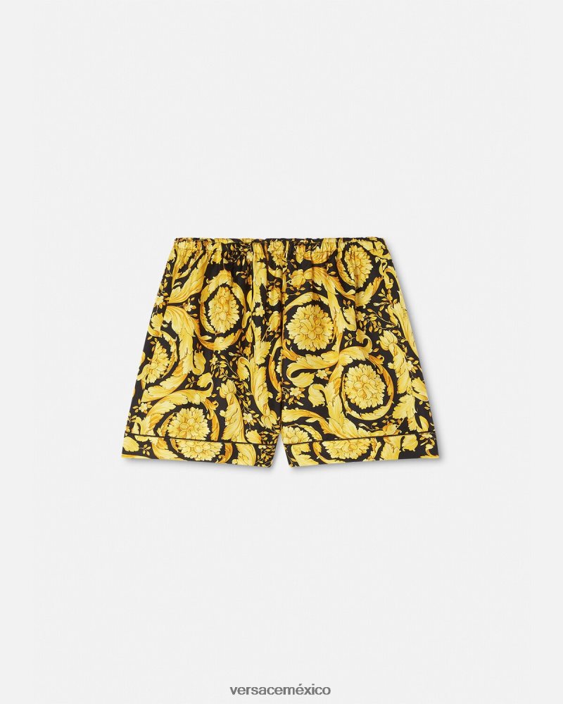 Versace shorts de pijama de seda con estampado barroco imprimir ropa interior y ropa de playa mujer 84626J1031