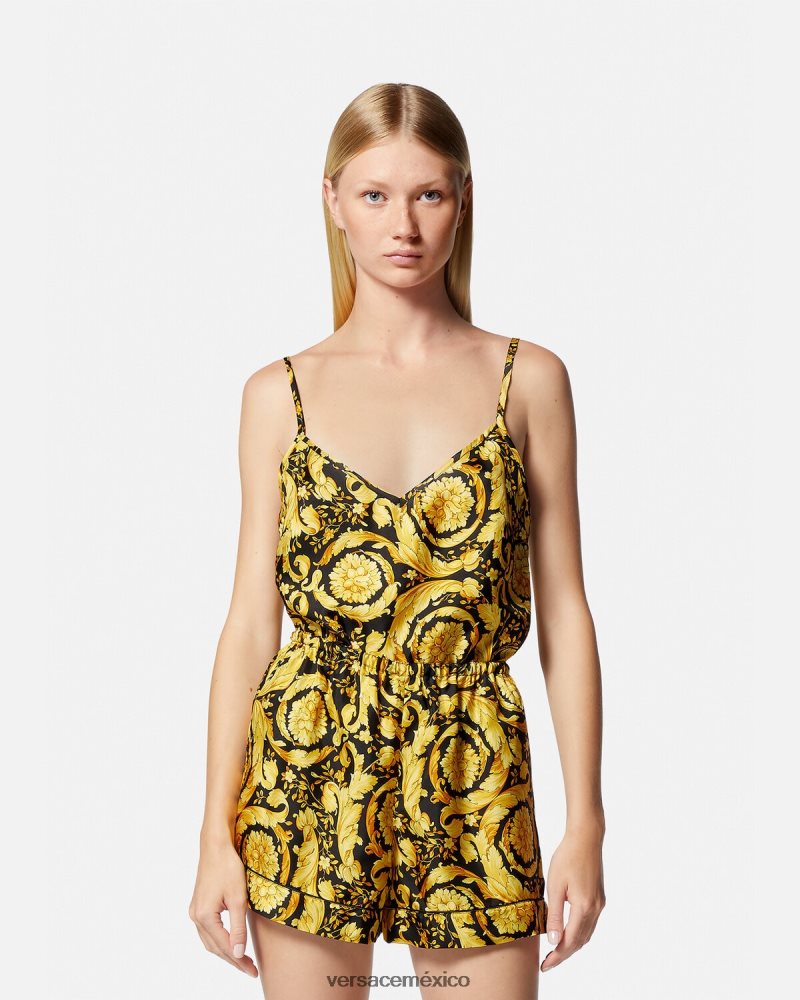 Versace shorts de pijama de seda con estampado barroco imprimir ropa interior y ropa de playa mujer 84626J1031