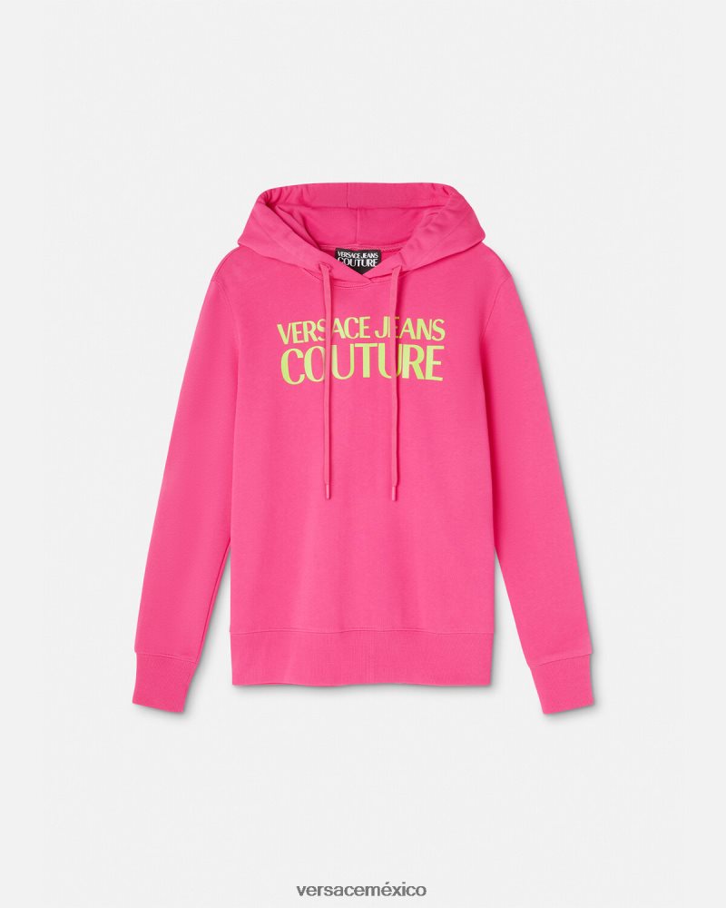 Versace sudadera con capucha y logo fucsia ropa mujer 84626J2173