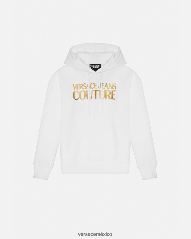 Versace sudadera con capucha y logo oro y blanco ropa mujer 84626J2235