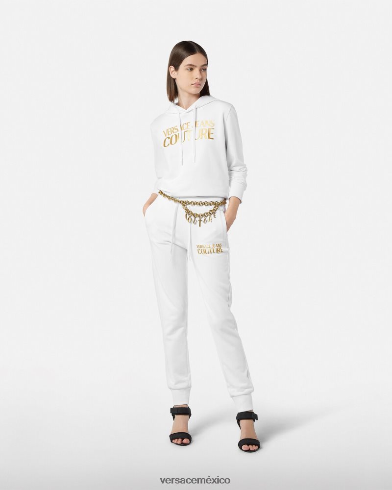 Versace sudadera con capucha y logo oro y blanco ropa mujer 84626J2235