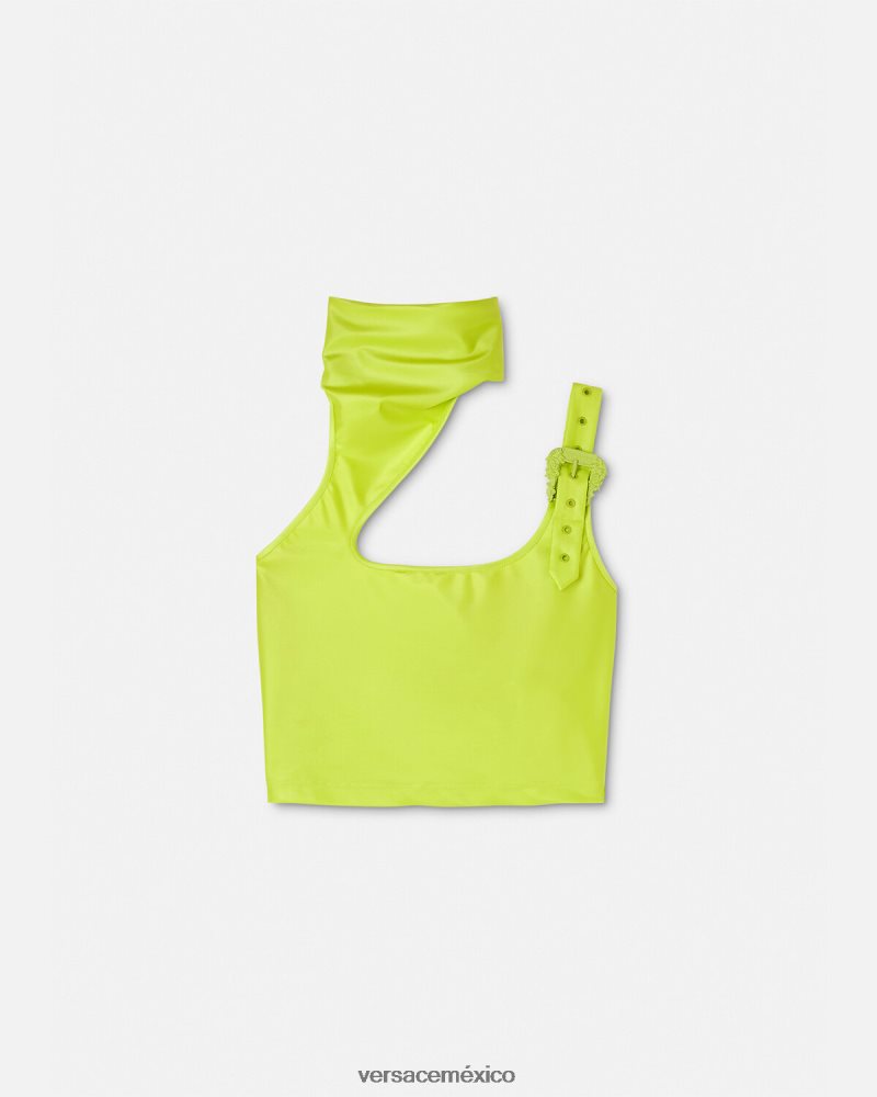 Versace top corto con hebilla barroca cal ropa mujer 84626J2217