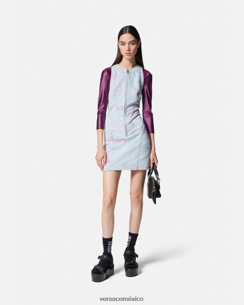 Versace top corto con logo Violeta ropa mujer 84626J2216