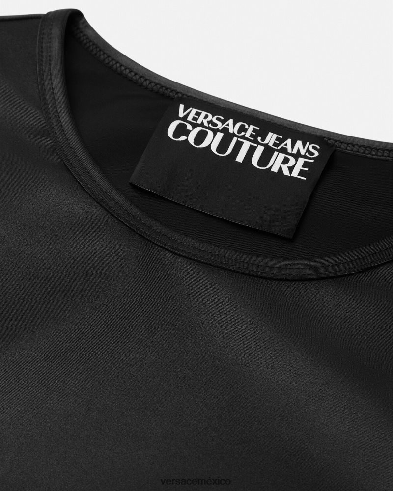 Versace top corto con logo negro ropa mujer 84626J2146