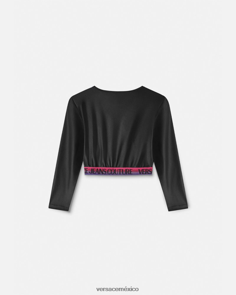 Versace top corto con logo negro ropa mujer 84626J2146