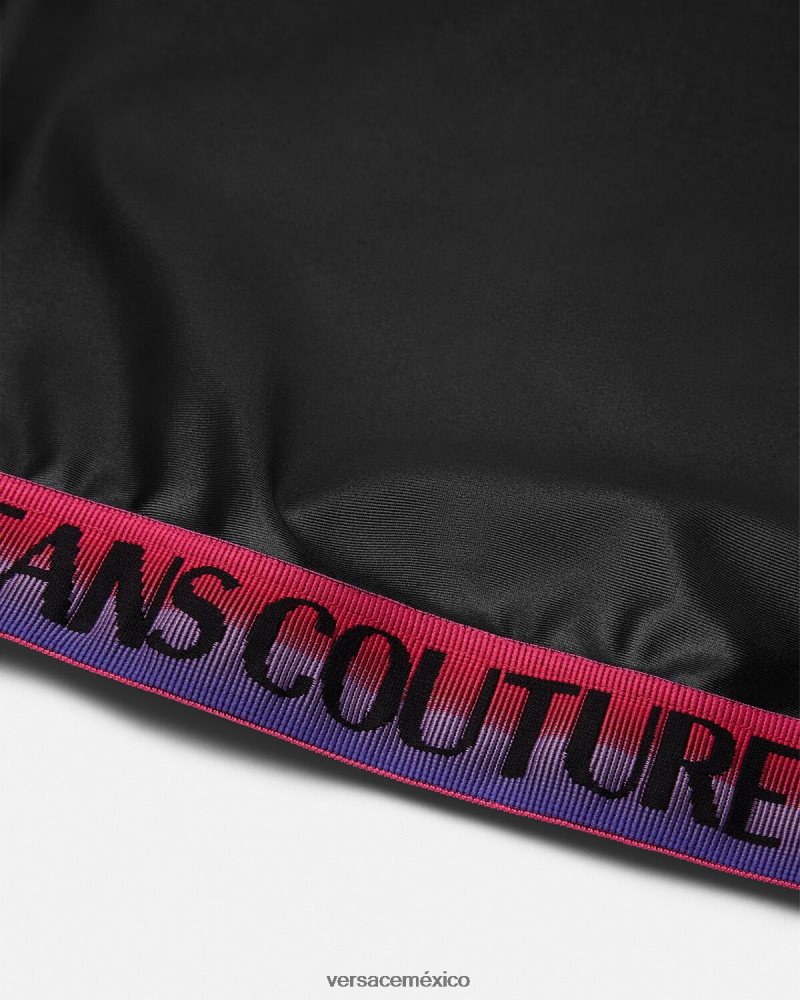 Versace top corto con logo negro ropa mujer 84626J2146