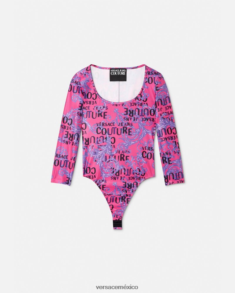 Versace body de alta costura con logo fucsia ropa mujer 84626J2212