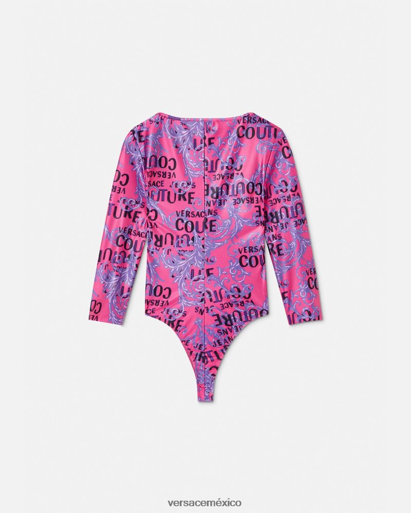 Versace body de alta costura con logo fucsia ropa mujer 84626J2212