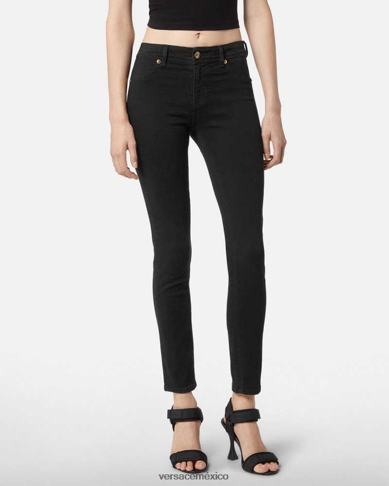 Versace jeans ajustados con logo negro ropa mujer 84626J2246