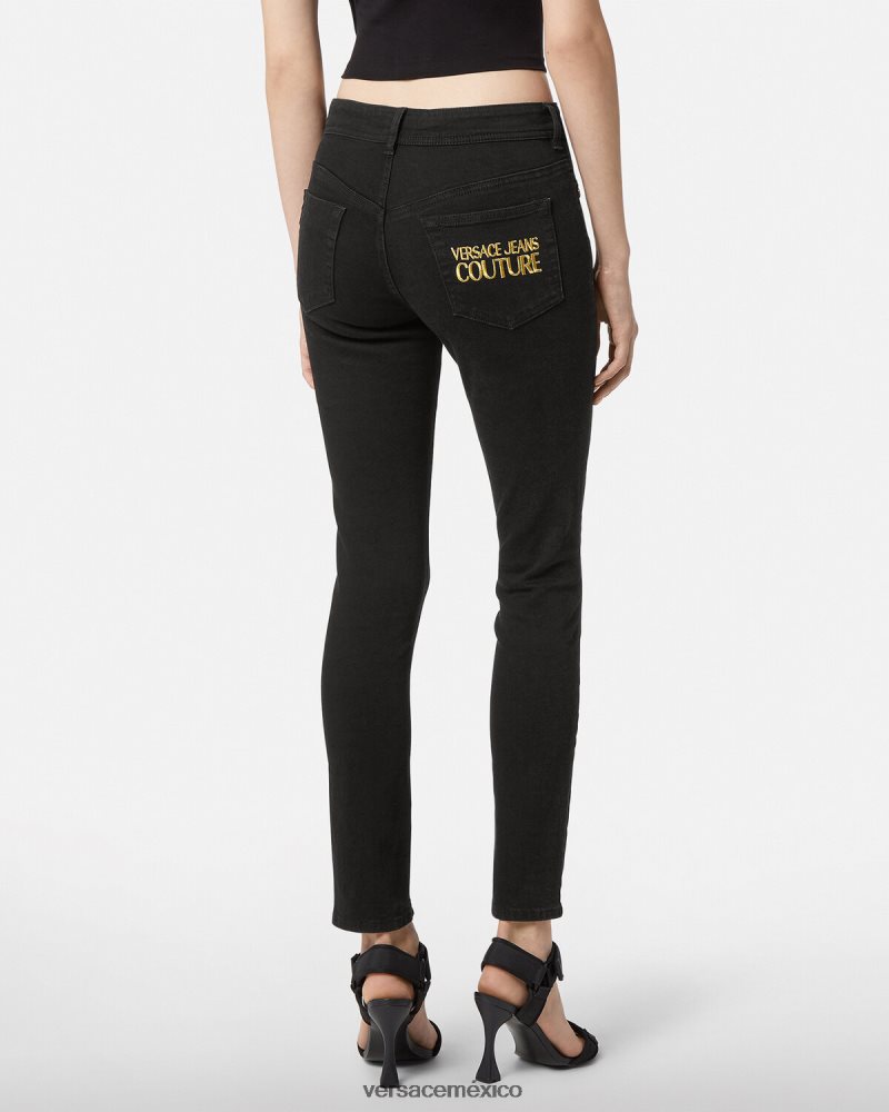 Versace jeans ajustados con logo negro ropa mujer 84626J2246