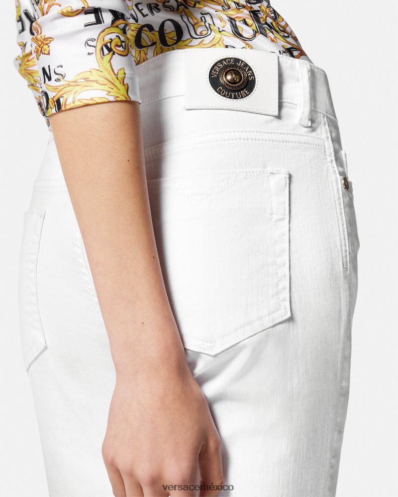 Versace vaqueros ajustados blanco ropa mujer 84626J2236