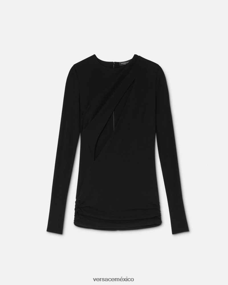 Versace minivestido con cortes negro ropa mujer 84626J45