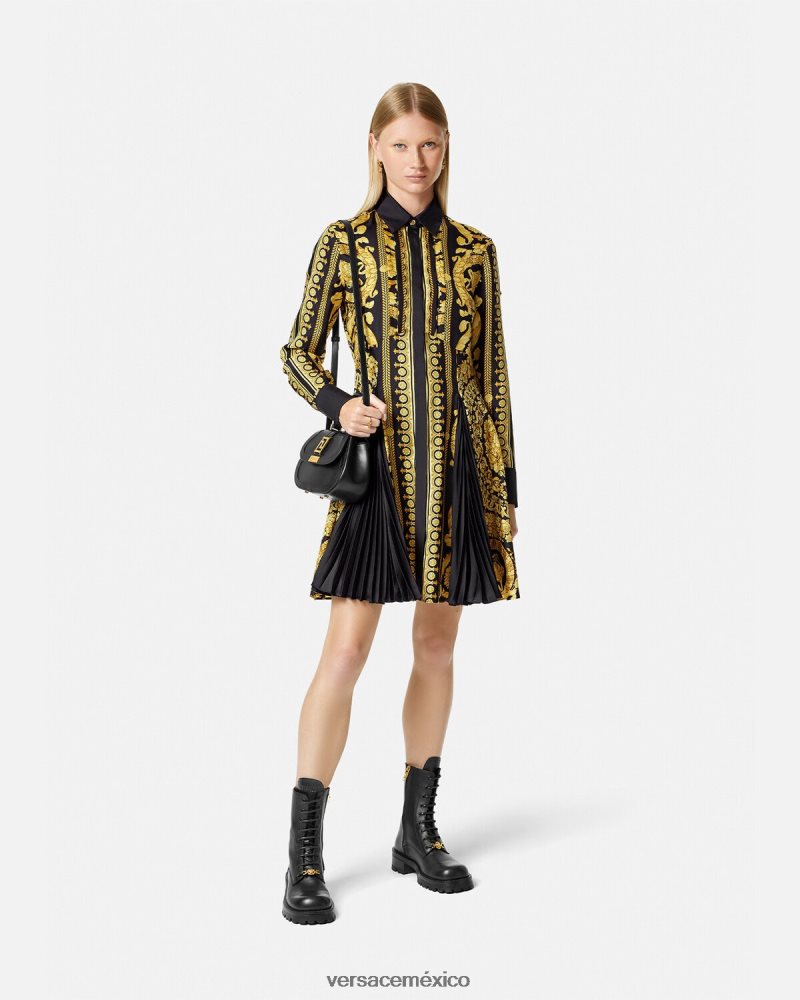 Versace vestido camisero midi de seda barroco imprimir ropa mujer 84626J34