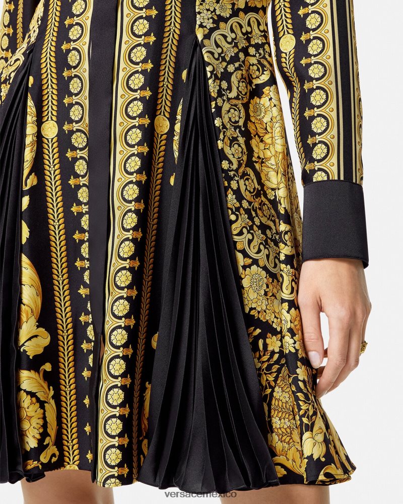 Versace vestido camisero midi de seda barroco imprimir ropa mujer 84626J34