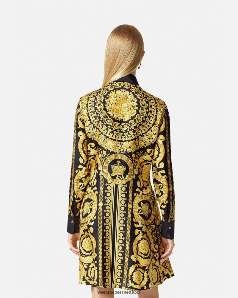 Versace vestido camisero midi de seda barroco imprimir ropa mujer 84626J34