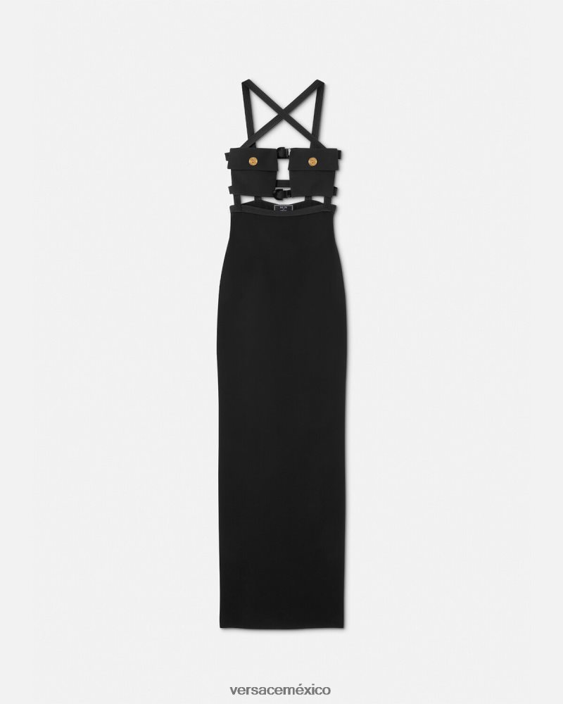 Versace vestido con abertura de medusa un color ropa mujer 84626J19